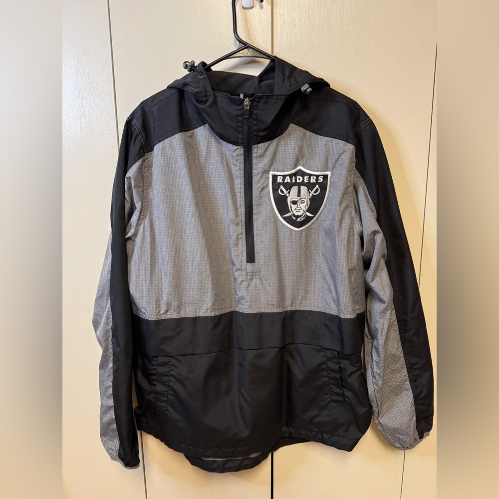 NFL Black and Gray Jacket RAIDERS windbreaker jacket